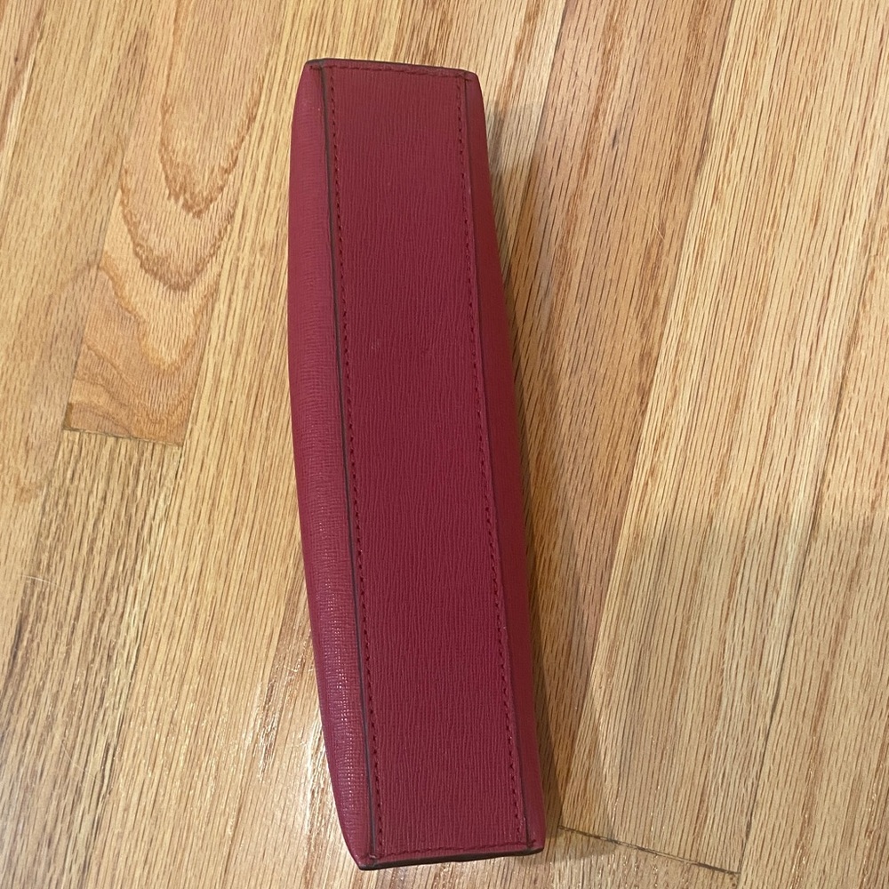 Coach Red Leather Pencil Case Bag with Gold Accents - Picture 3 of 4
